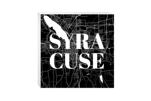 Minimalistic B&W New York Syracuse Map | Wood Block | Eaches | Min 2