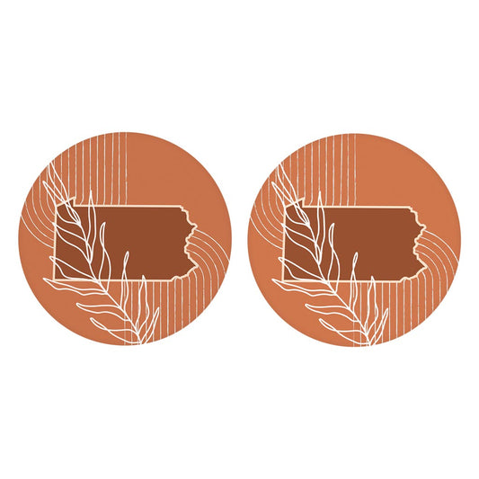 Modern Minimalist Pennsylvania State Leaf | Absorbent Car Coasters | Set of 2 | Min 4