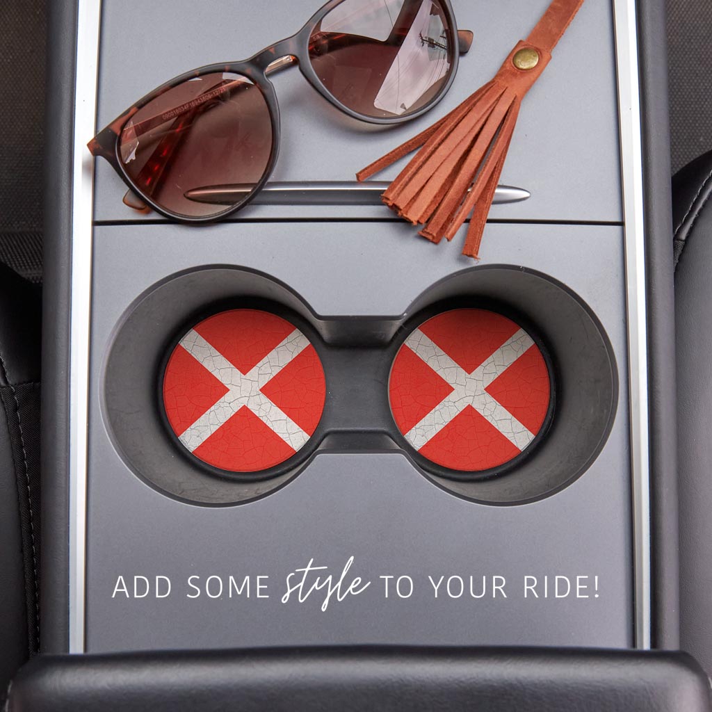 Nautical Flag Victor| Absorbent Car Coasters | Set of 2 | Min 4