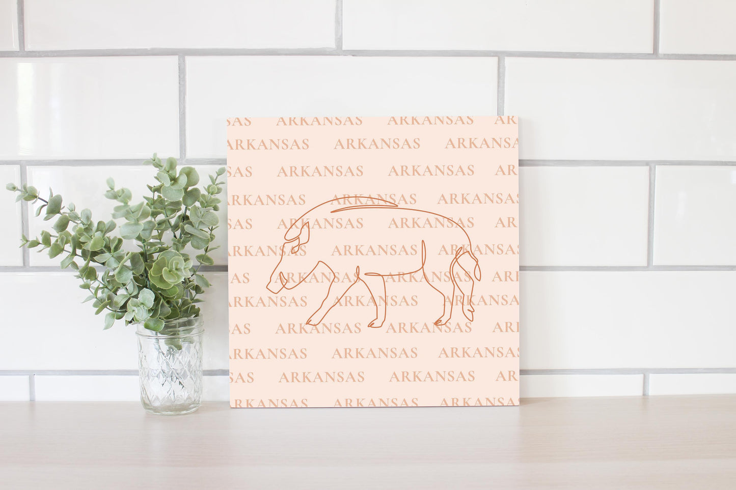 Modern Minimalist Arkansas Hog Line Drawing | Wood Sign | Eaches | Min 2