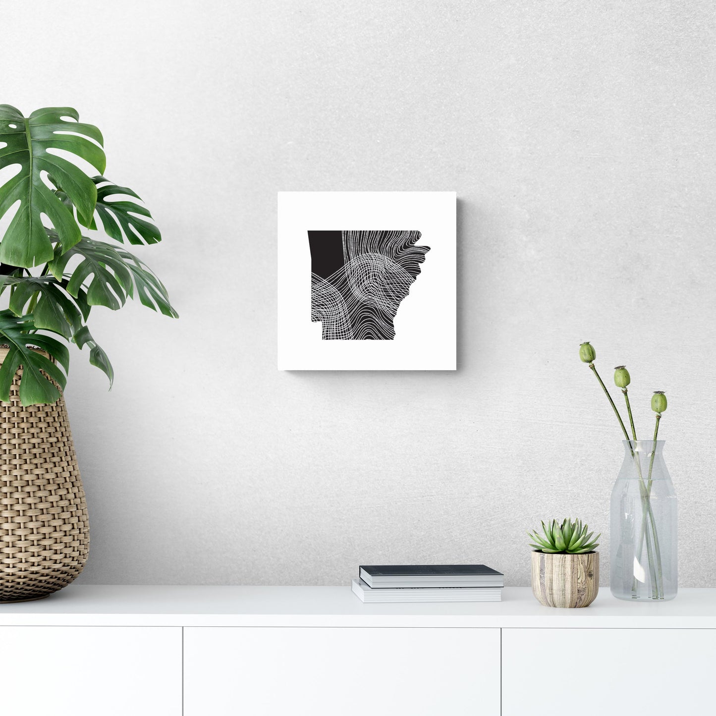 B&W Minimalist Arkansas Fluid Lines | Wood Sign | Eaches | Min 2