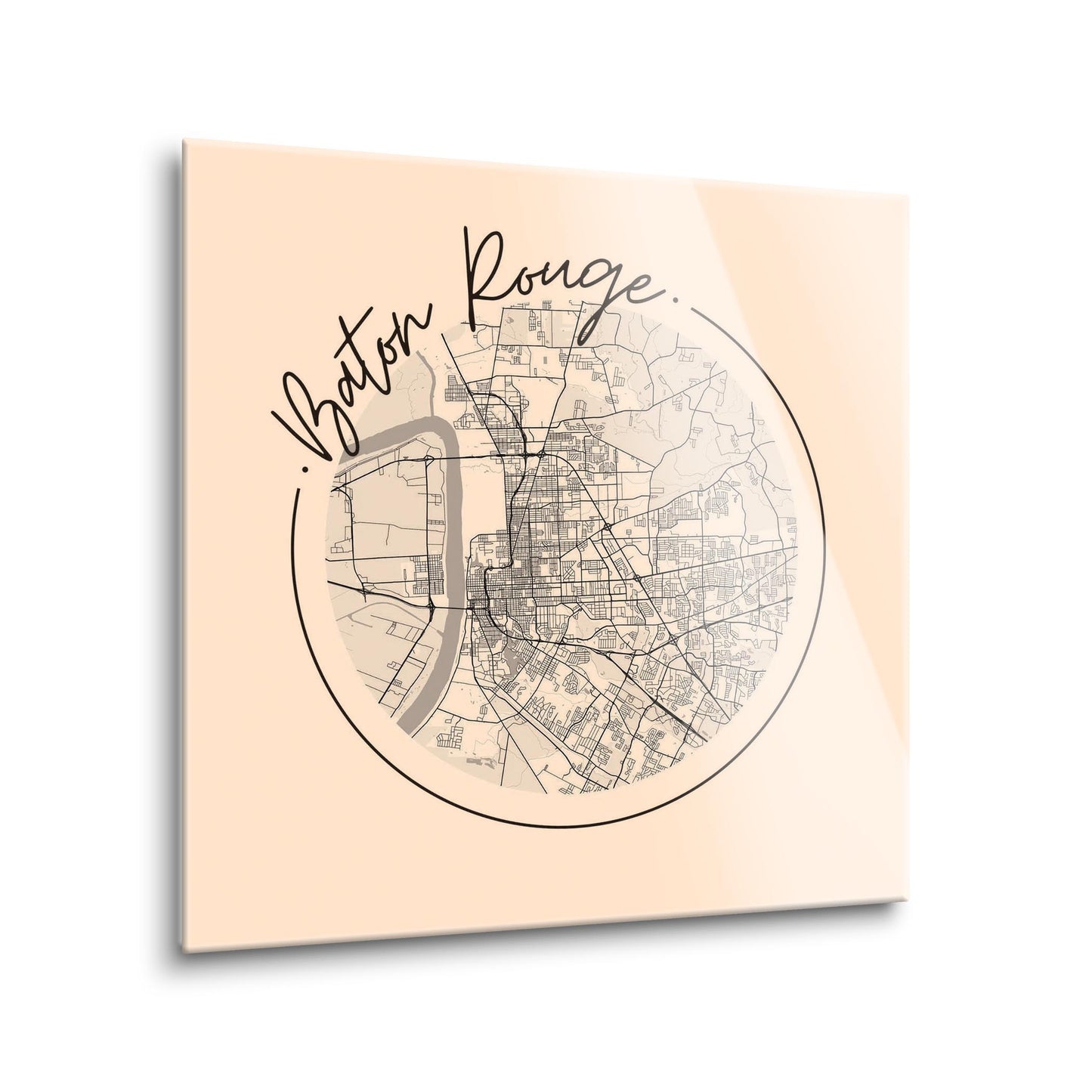 Louisiana Colorful Baton Rouge Circle Map | Hi-Def Glass Art | Eaches | Min 1