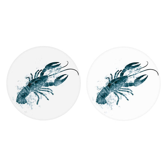 Blue White Water Color Crawfish | Absorbent Car Coasters | Set of 2 | Min 4