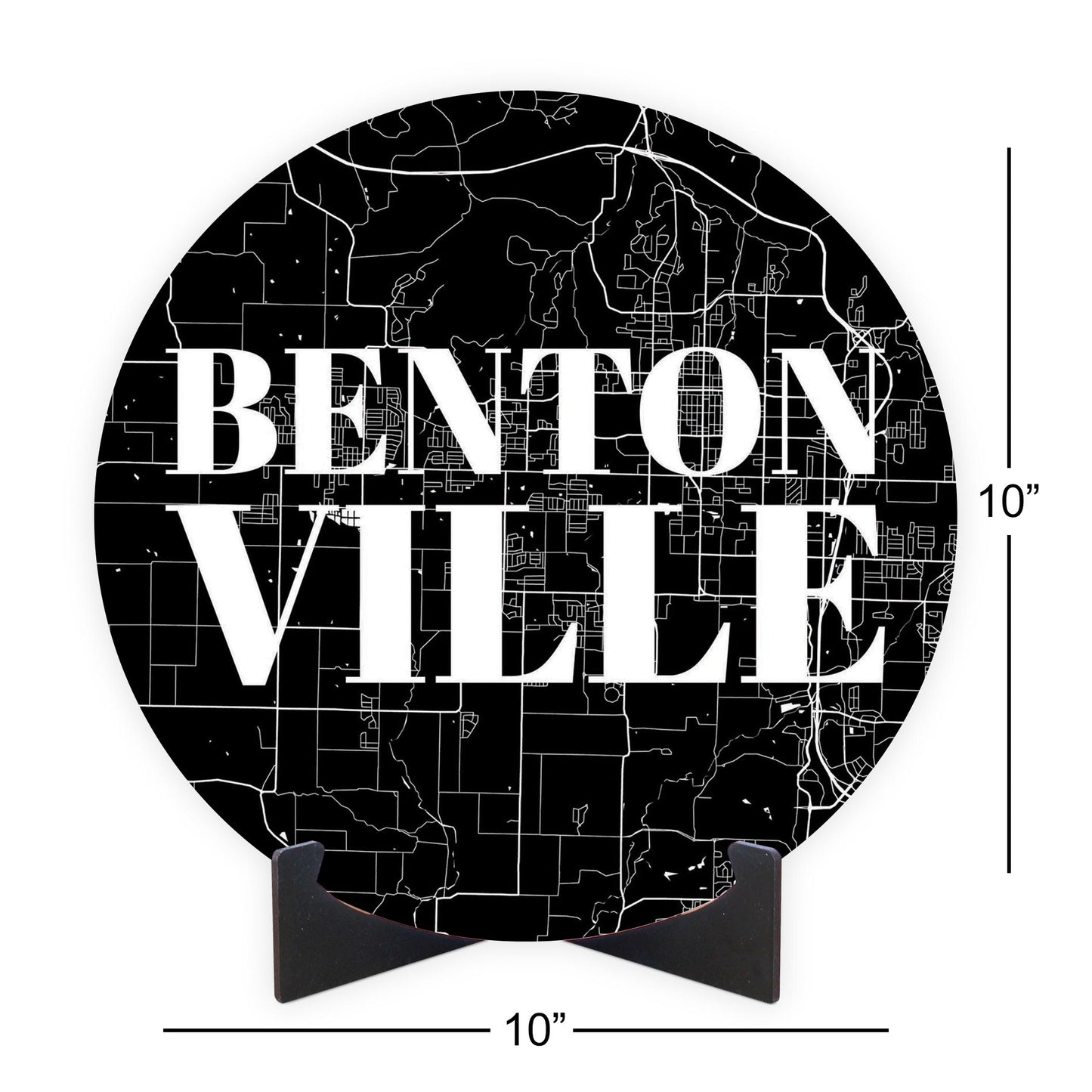 Minimalist B&W Arkansas Bentonville Map | Wood Sign | Eaches | Min 1
