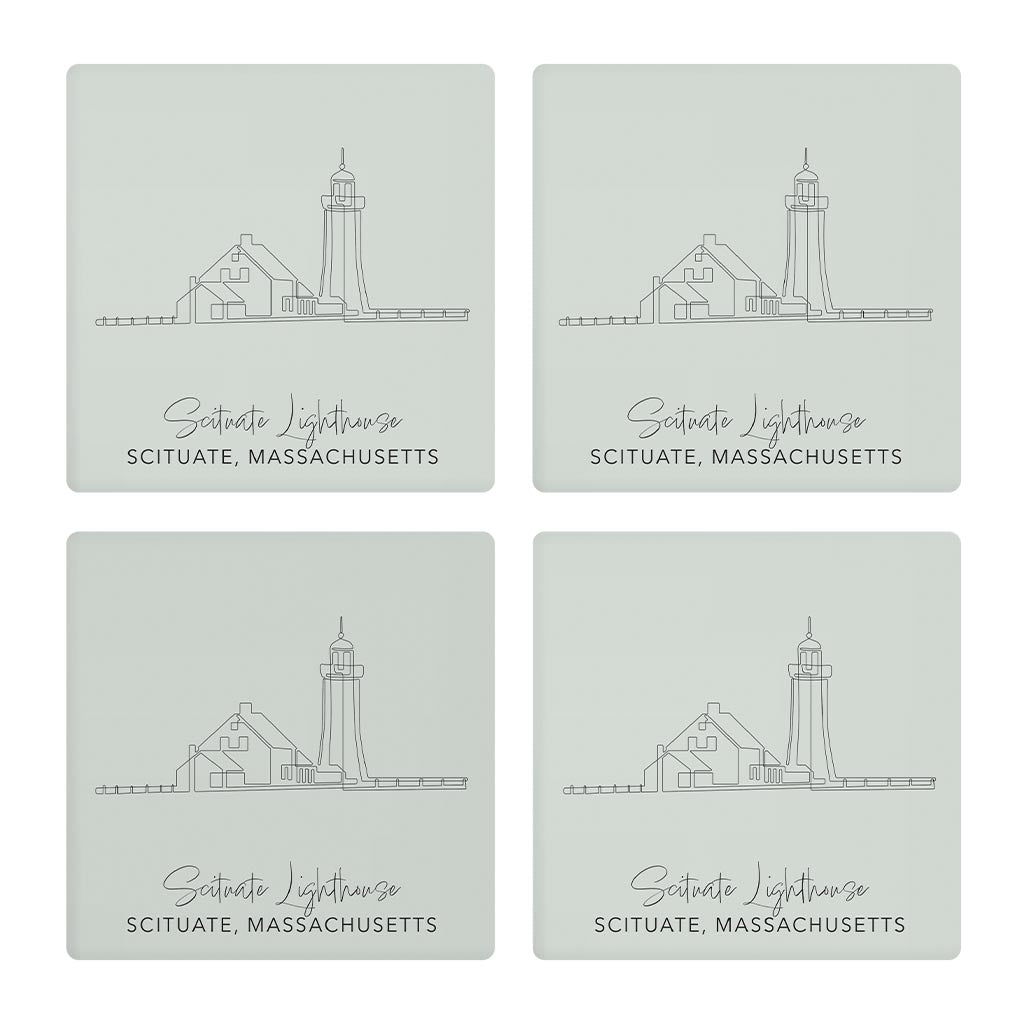 Scituate Lighthouse Muted Coastal | Absorbent Coasters | Set of 4 | Min 2