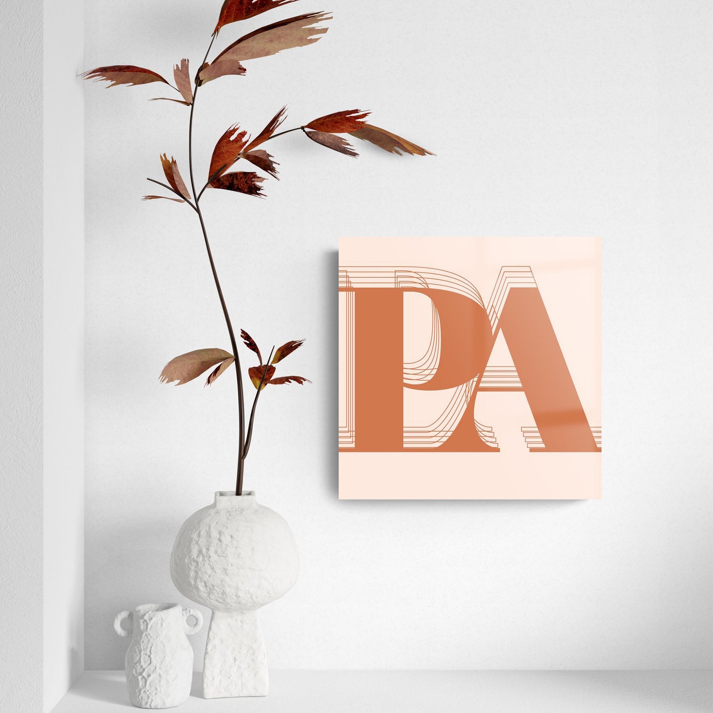 Modern Minimalist Pennsylvania Pa Initials Dark | Hi-Def Glass Art | Eaches | Min 2