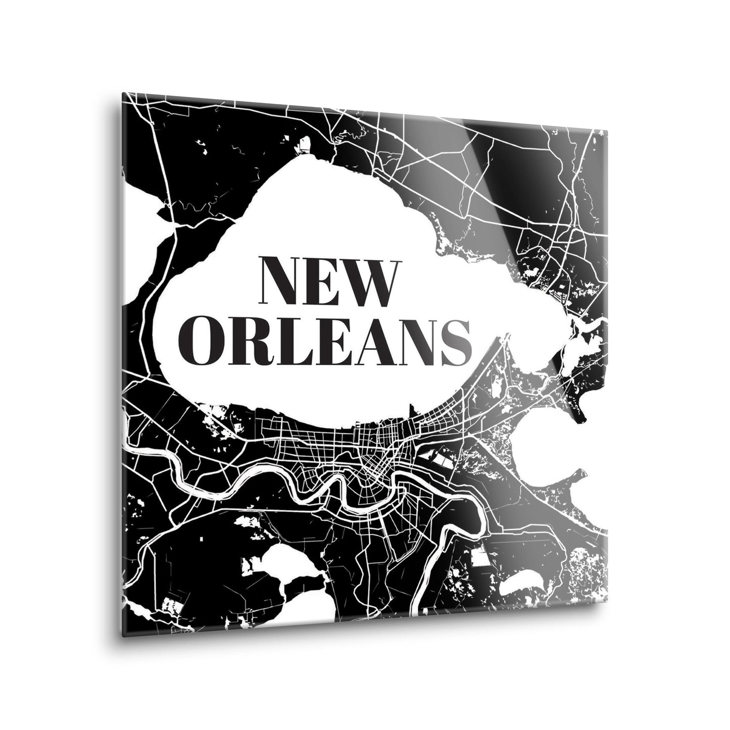 Modern Louisiana New Orleans Map | Hi-Def Glass Art | Eaches | Min 2