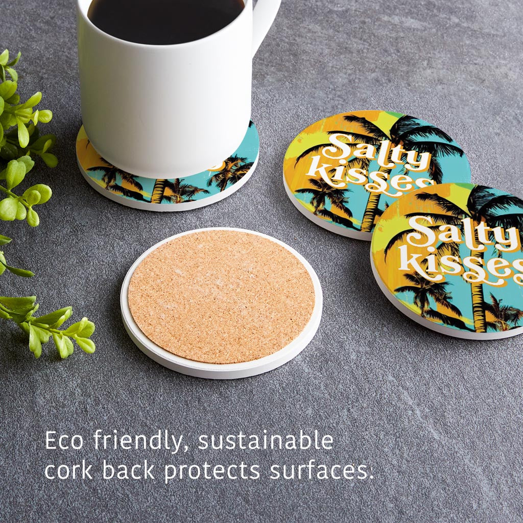 Salty Kisses Palm Trees | Absorbent Coasters | Set of 4 | Min 2