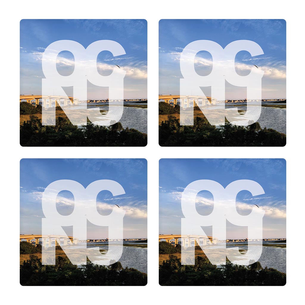 OCNJ Photo With Text | Absorbent Coasters | Set of 4 | Min 2