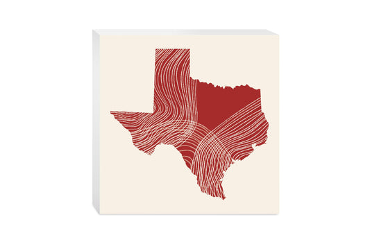 Modern Minimalist Texas Fluid Line State Shape | Wood Block | Eaches | Min 2