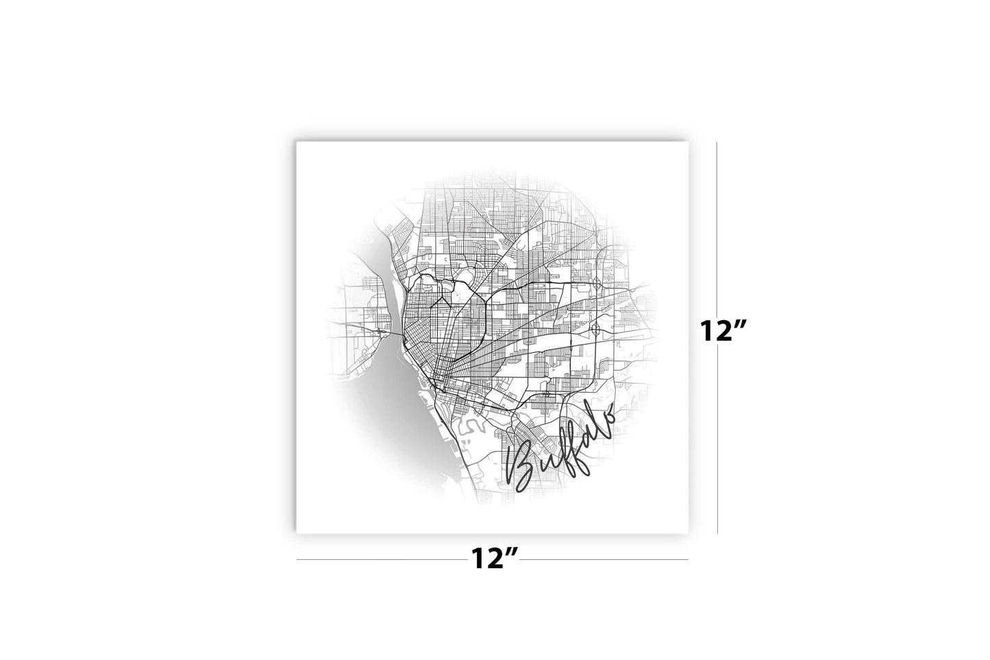 Minimalistic B&W New York Buffalo Faded Circle Map | Wood Sign | Eaches | Min 2