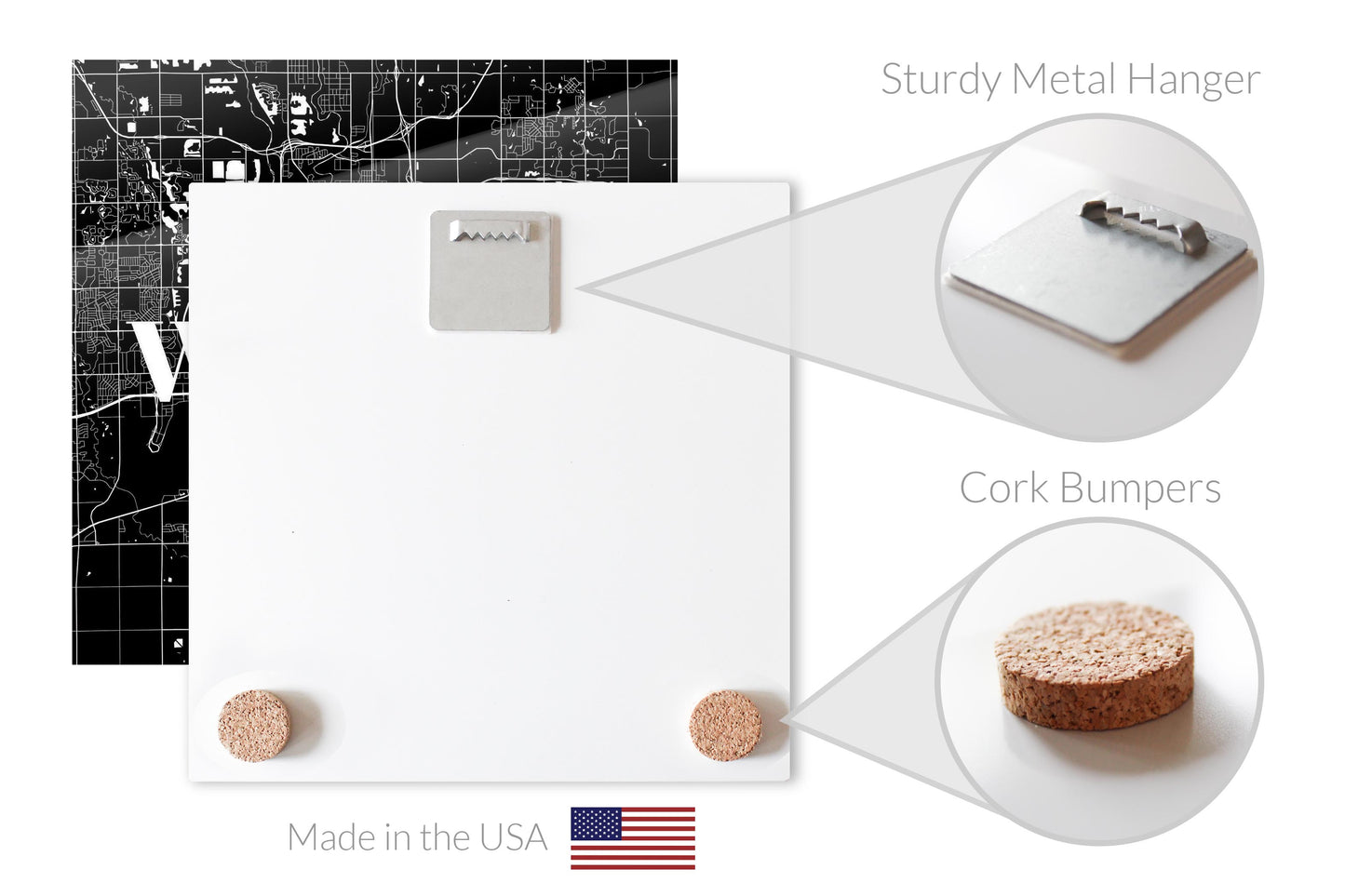 Minimalist B&W Kansas Wichita Map | Hi-Def Glass Art | Eaches | Min 1