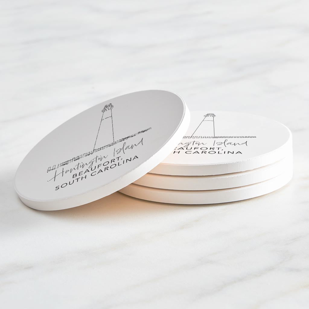 Huntington Island Lighthouse | Absorbent Coasters | Set of 4 | Min 2
