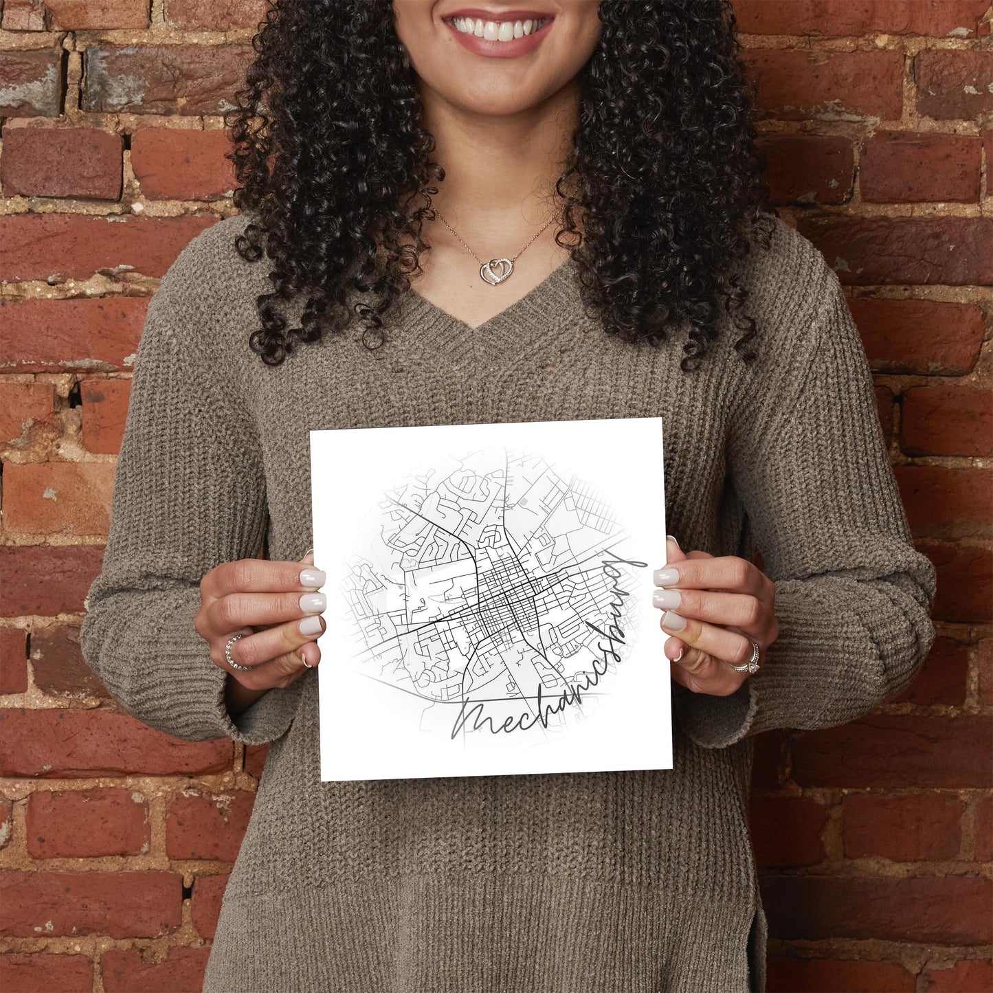 Minimalistic B&W Pennsylvania Mechanicsburg Circle Map | Hi-Def Glass Art | Eaches | Min 2