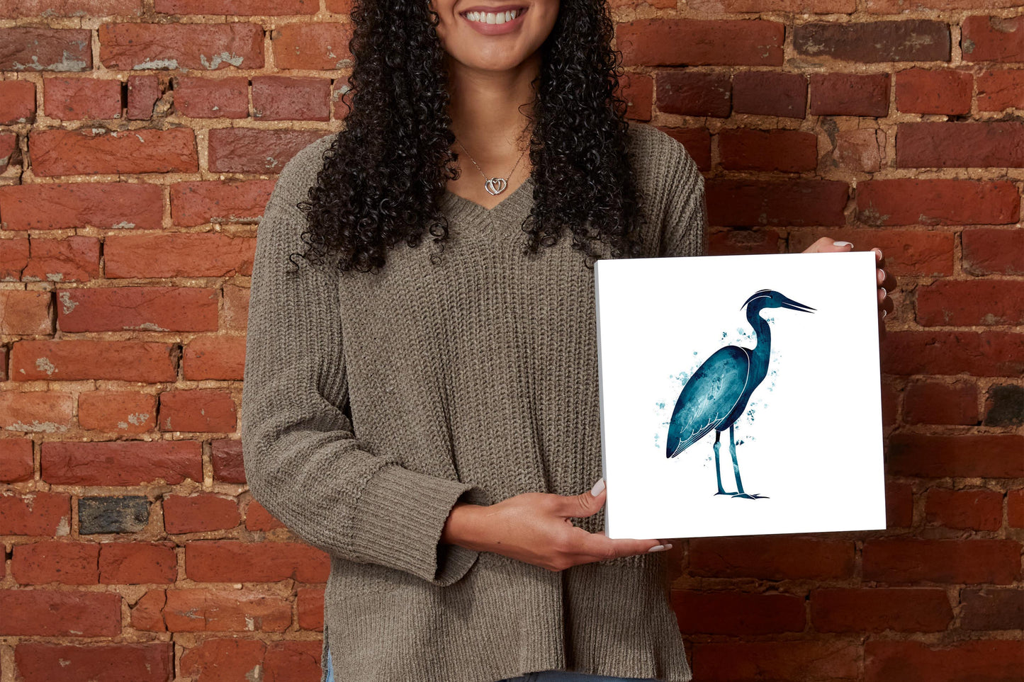 New England Water Color Heron | Wood Block | Eaches | Min 2