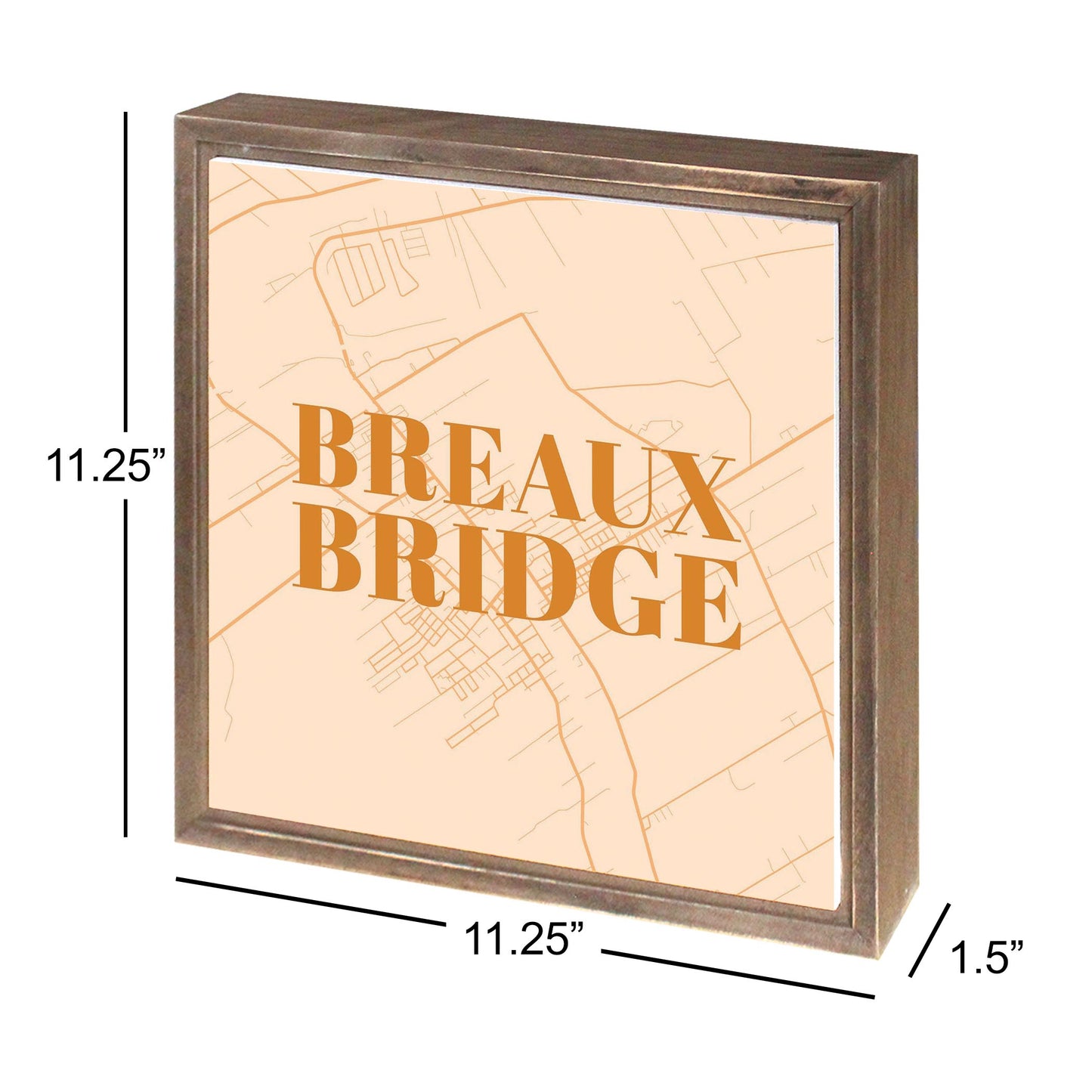 Modern Minimalist Louisiana Breaux Bridge Map | Wood Sign | Eaches | Min 1