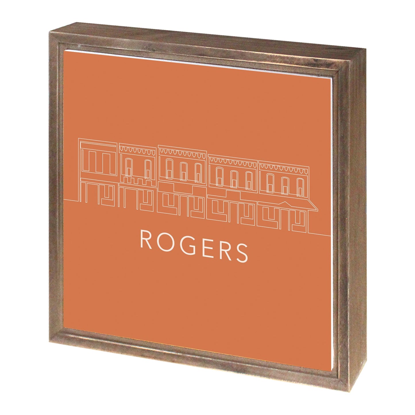 Modern Minimalist Arkansas Rogers Skyline | Wood Sign | Eaches | Min 1