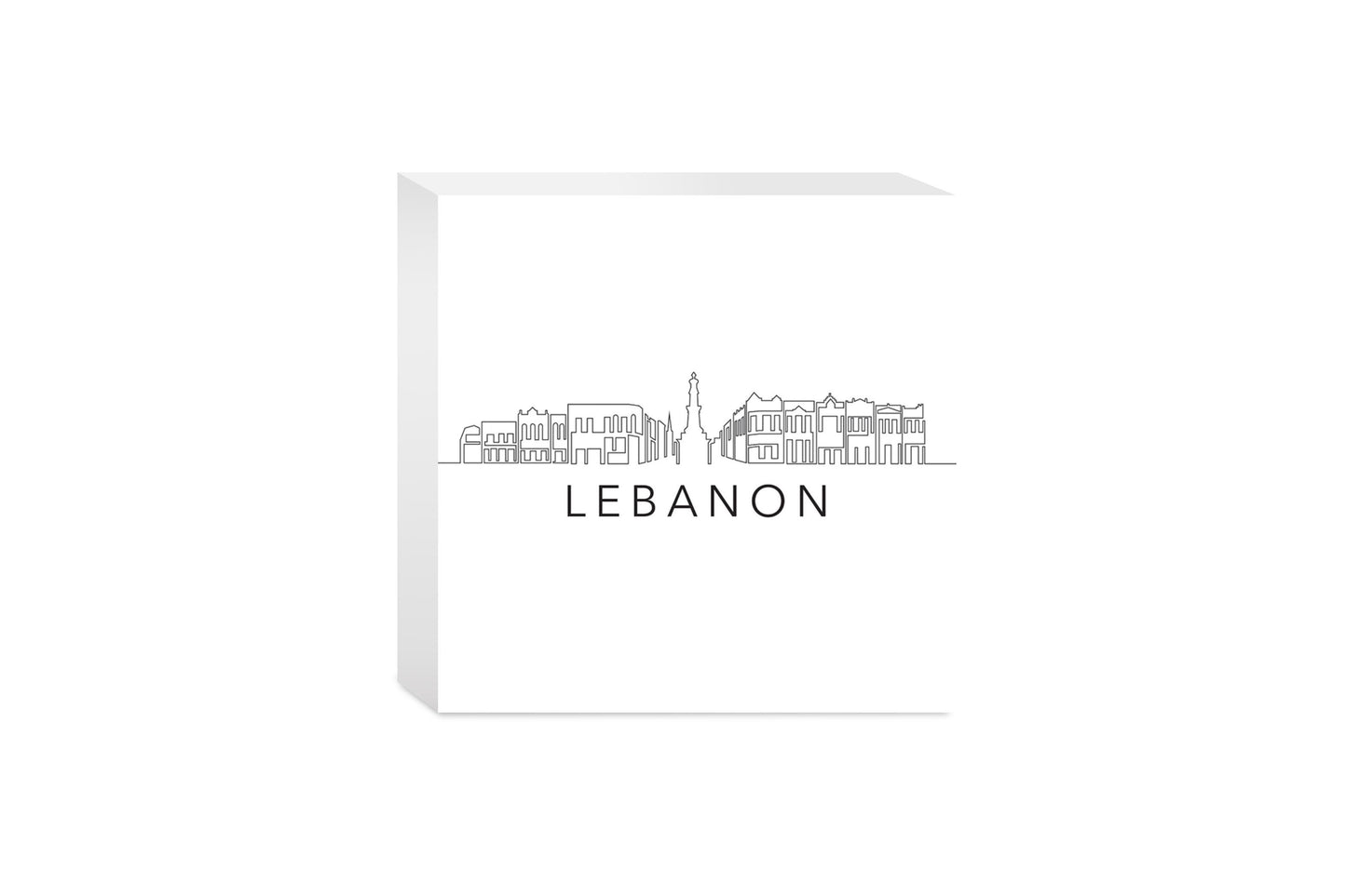 Minimalist B&W Tennessee Lebanon Skyline | Wood Block | Eaches | Min 4