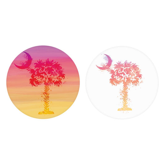 South Carolina Water Color Palm Trees Pink| Absorbent Car Coasters | Set of 2 | Min 4