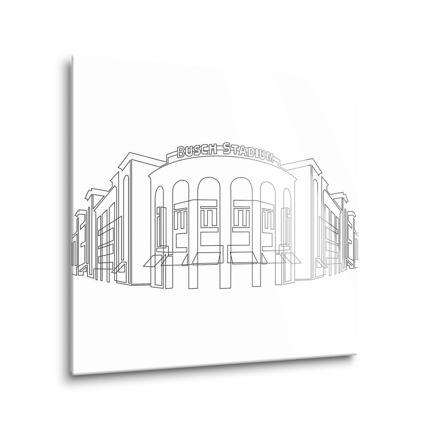 Minimalist B&W Missouri Busch Stadium Line Drawing | Hi-Def Glass Art | Eaches | Min 1
