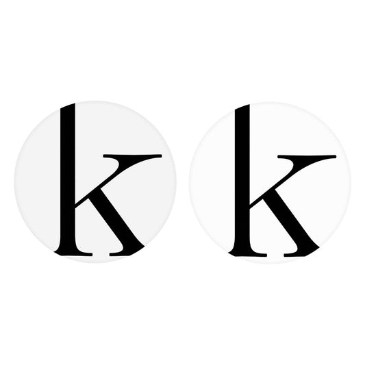 Minimalist Monogram K Circle | Absorbent Car Coasters | Set of 2 | Min 4