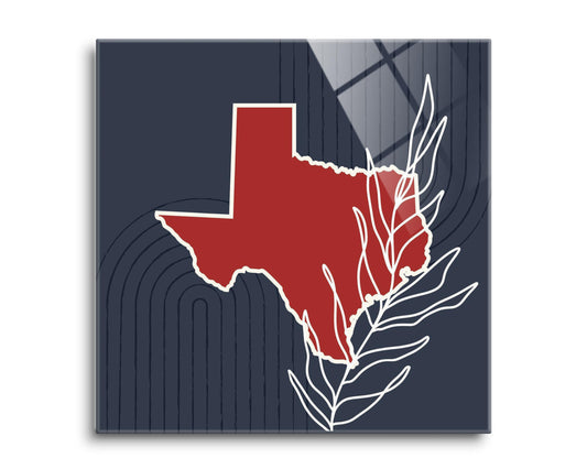 Modern Minimalist Texas Colors Shape Leaf | Hi-Def Glass Art | Eaches | Min 2