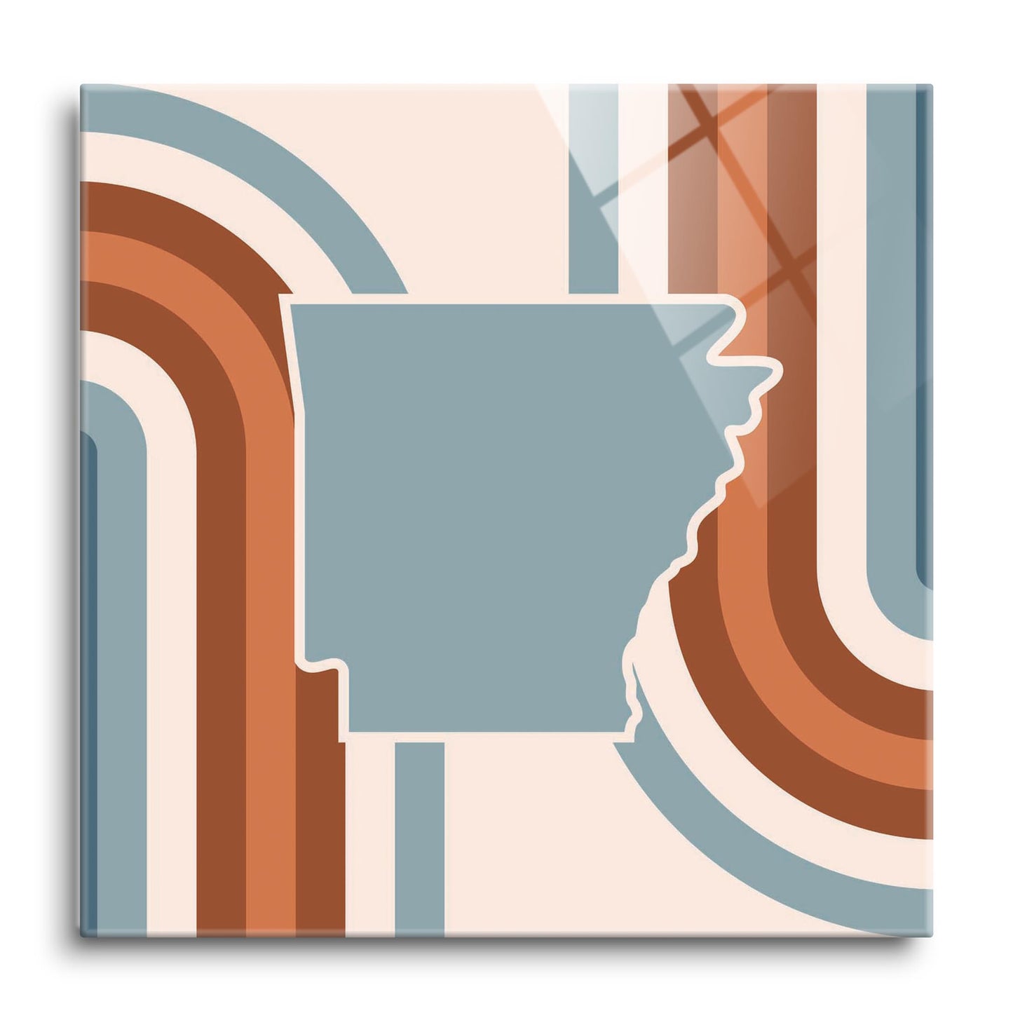 Modern Minimalist Arkansas Retro State Shape | Hi-Def Glass Art | Eaches | Min 1