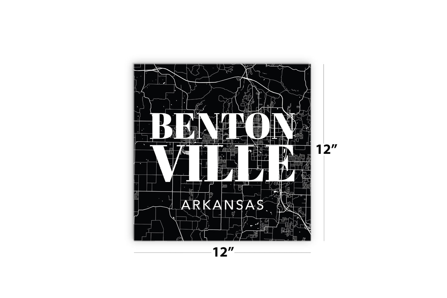 Minimalist B&W Arkansas Bentonville Map State | Wood Sign | Eaches | Min 2