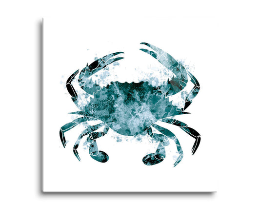 Blue White Water Color Blue Crab | Hi-Def Glass Art | Eaches | Min 2
