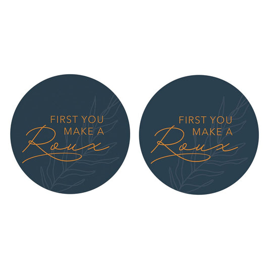 Modern Minimalist Louisiana Roux Saying| Absorbent Car Coasters | Set of 2 | Min 4