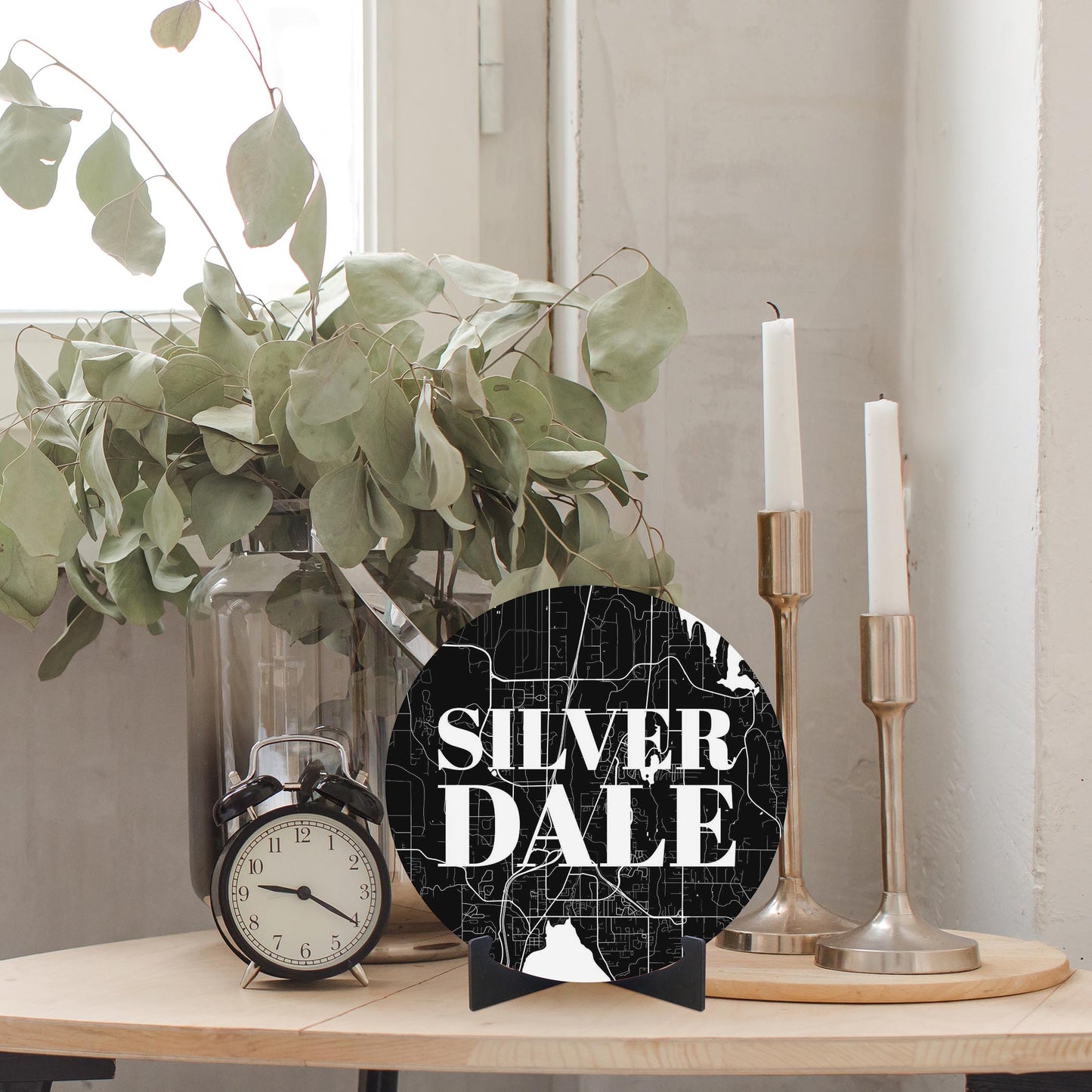 Minimalistic B&W Washington Silverdale Map | Wood Sign | Eaches | Min 1