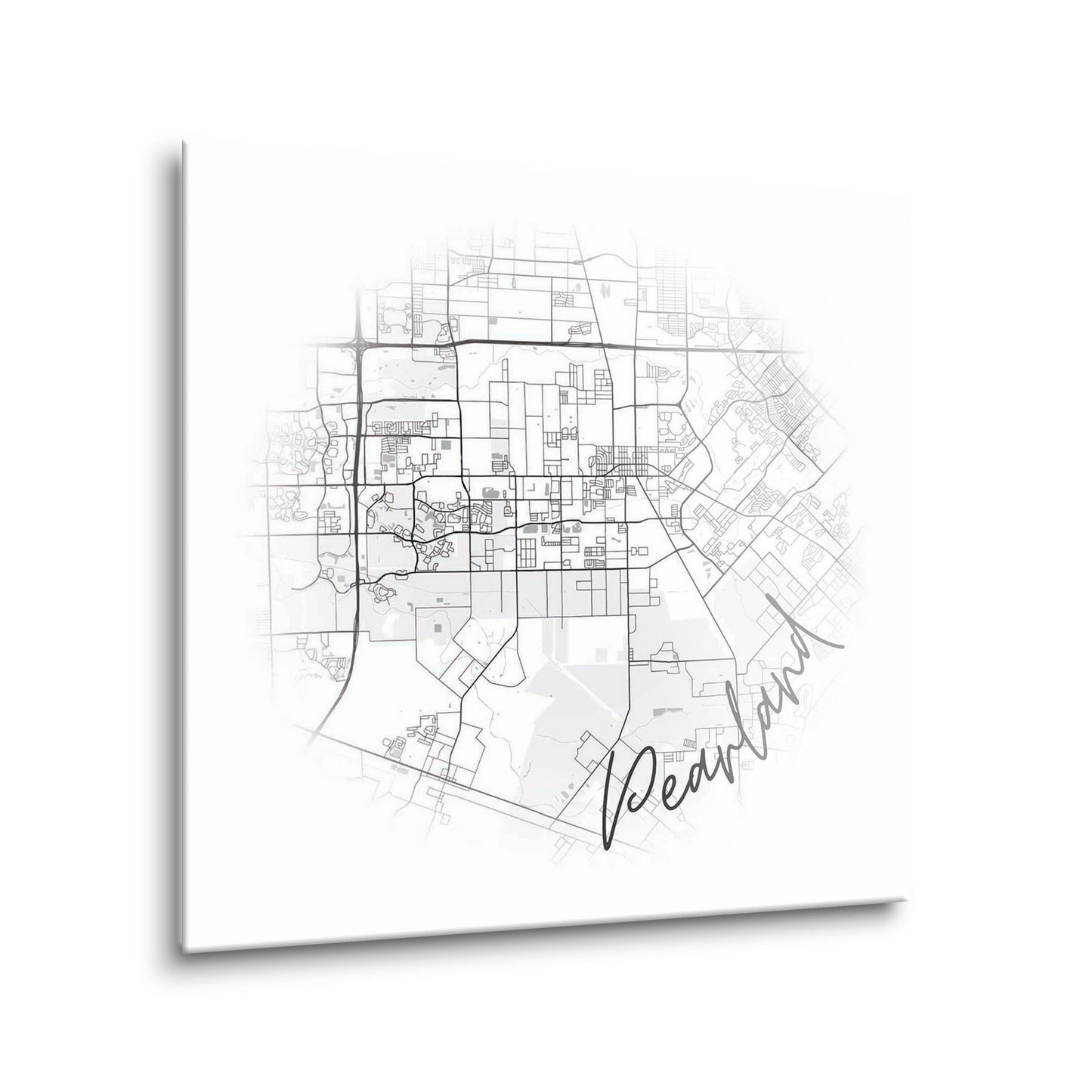 Minimalistic B&W Texas Pearland City Circle Map | Hi-Def Glass Art | Eaches | Min 2