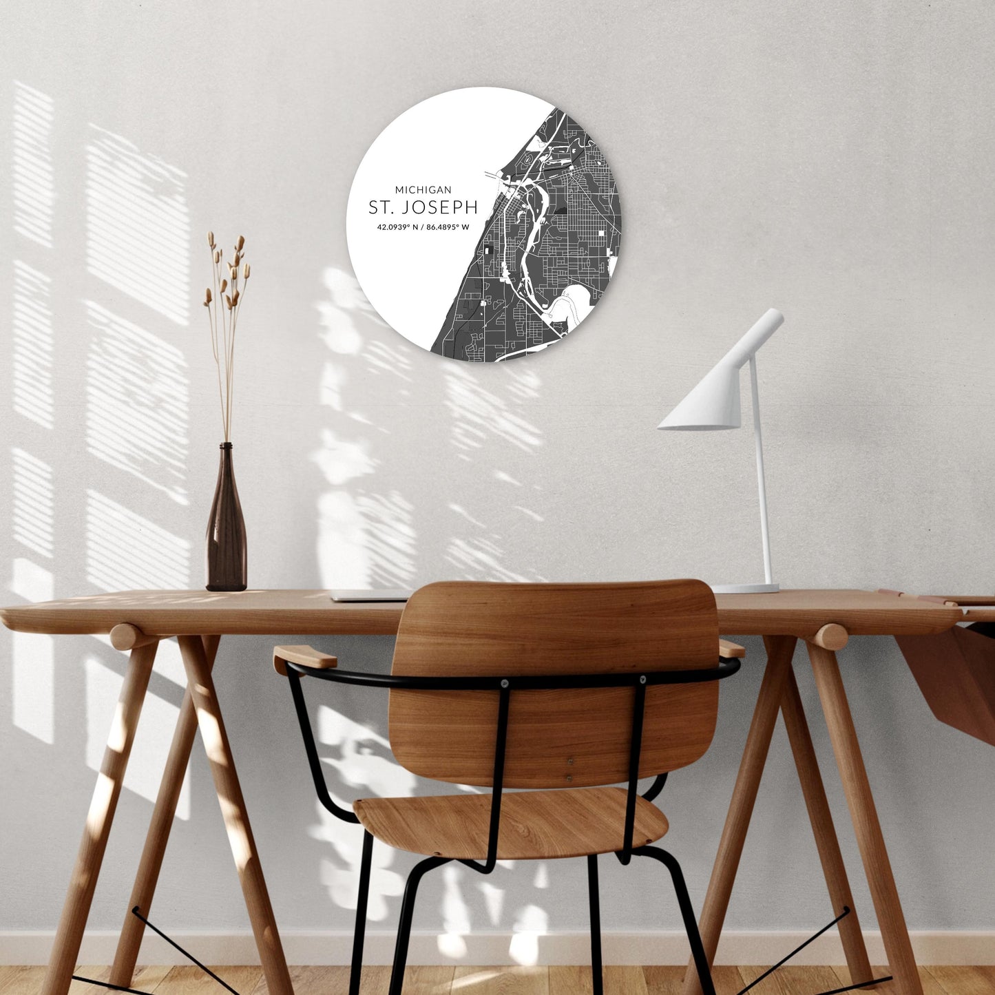 St Joseph Black And White Map| Wood Sign | Eaches | Min 1