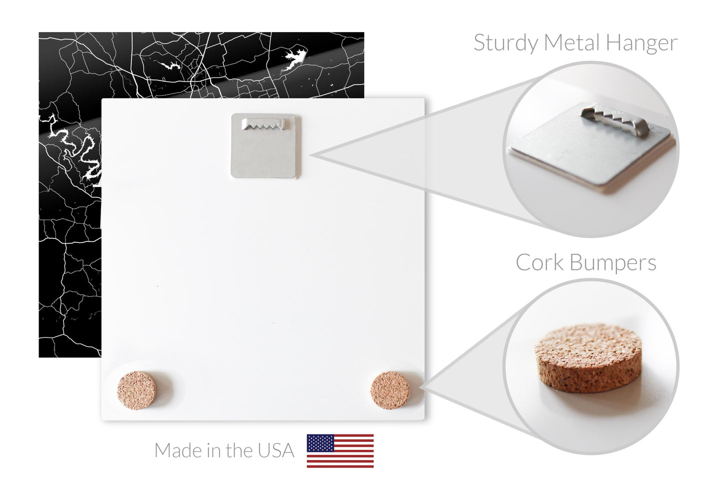 Modern Black Austin Map | Hi-Def Glass Art | Eaches | Min 1