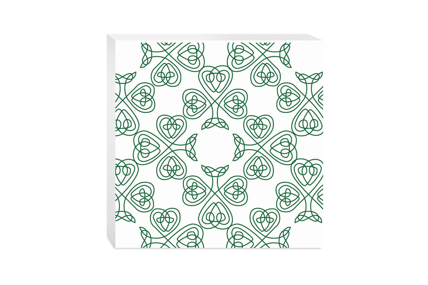 White Green Shamrock Pattern | Wood Block | Eaches | Min 2