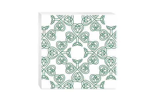 White Green Shamrock Pattern | Wood Block | Eaches | Min 2
