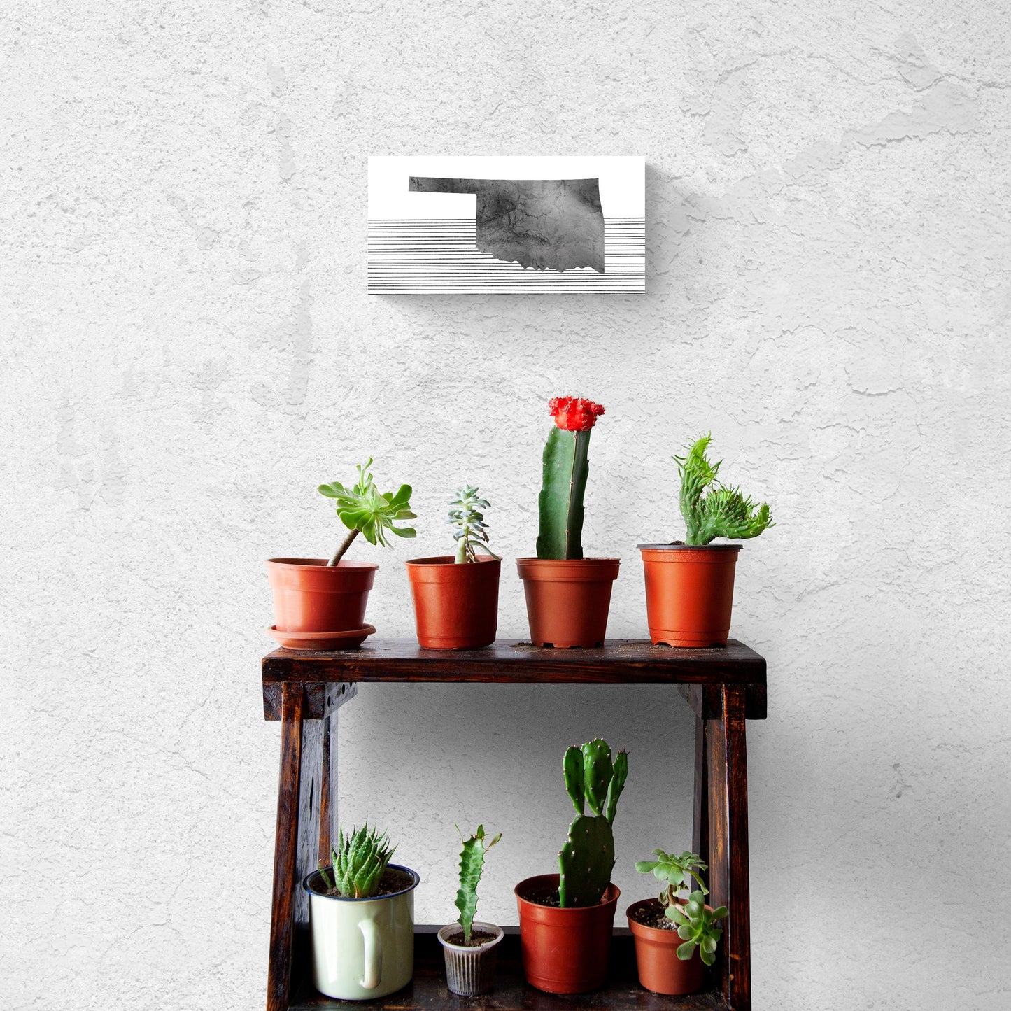 Modern Oklahoma State Shape With Straight Lines | Hi-Def Glass Art | Eaches | Min 2