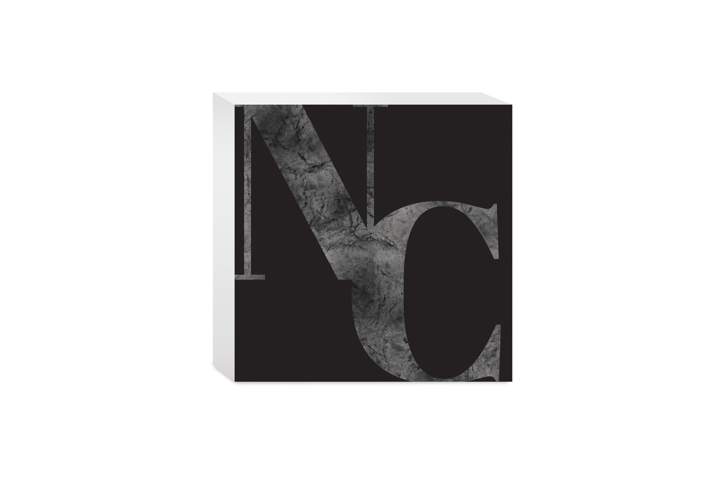 Minimalistic B&W North Carolina Black Initials | Wood Block | Eaches | Min 4