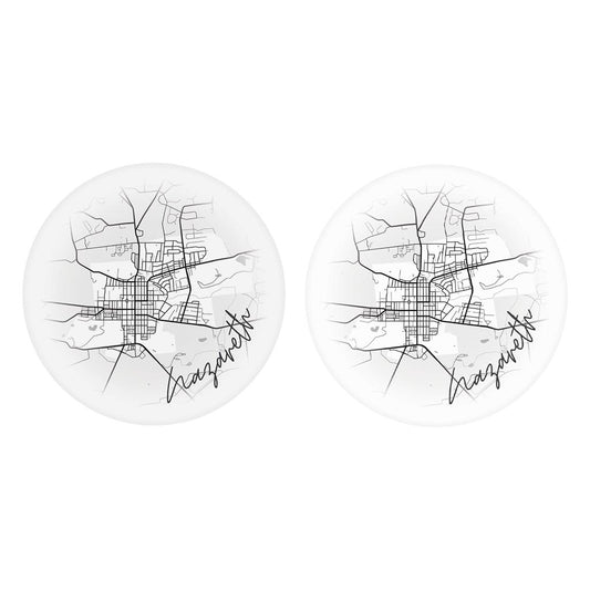 Minimalistic B&W Pennsylvania Nazareth Circle Map | Absorbent Car Coasters | Set of 2 | Min 4