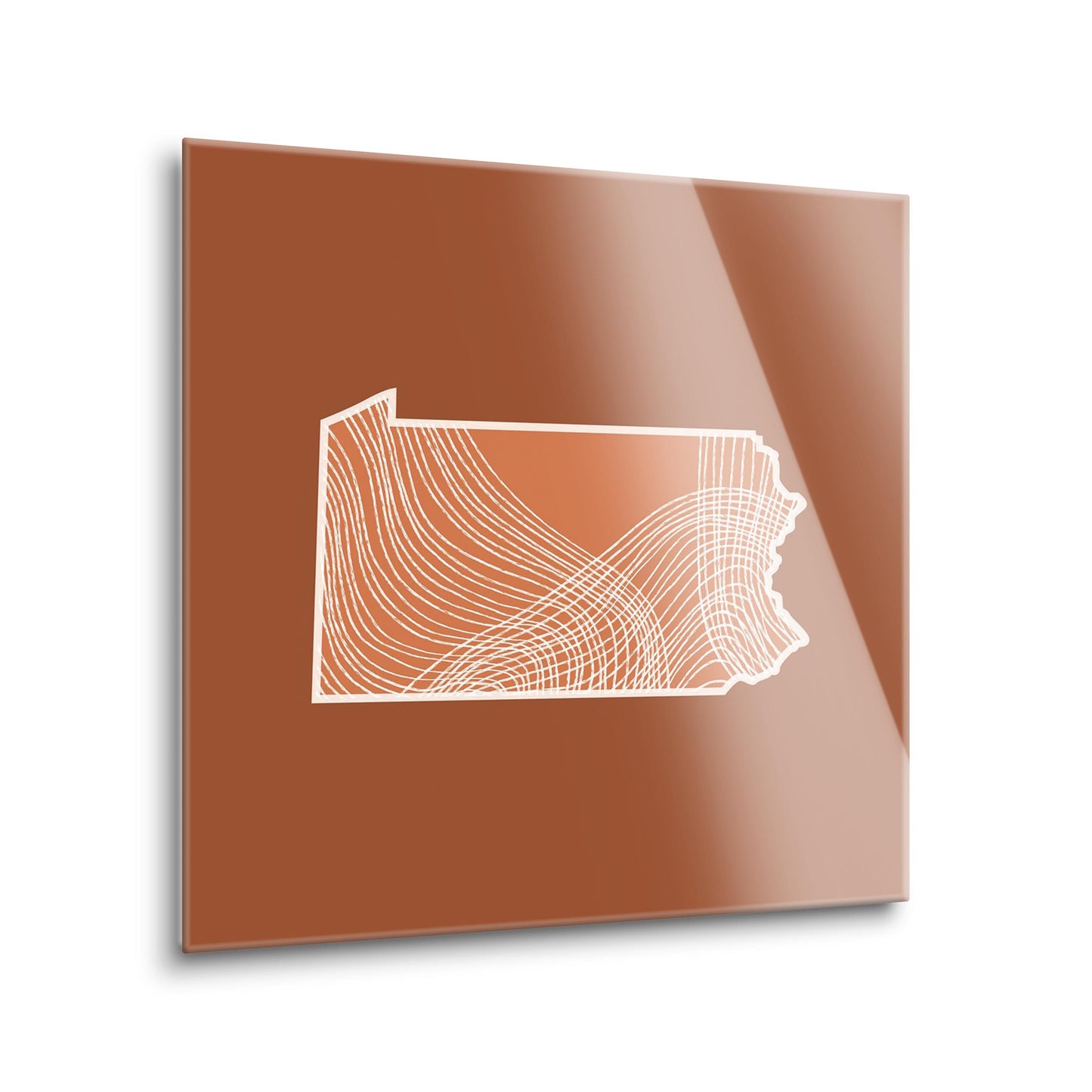 Modern Minimalist Pennsylvania State Lines Dark | Hi-Def Glass Art | Eaches | Min 2