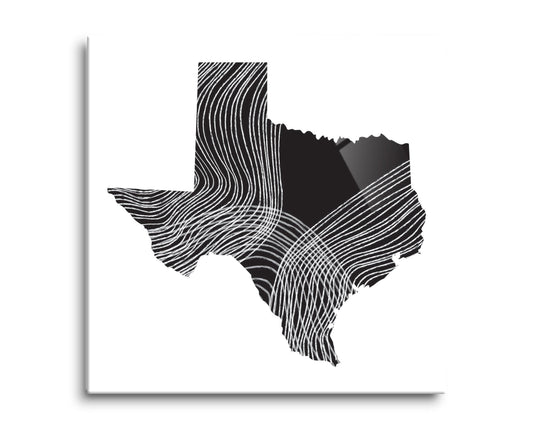 Modern Texas State Shape With Fluid Lines | Hi-Def Glass Art | Eaches | Min 2