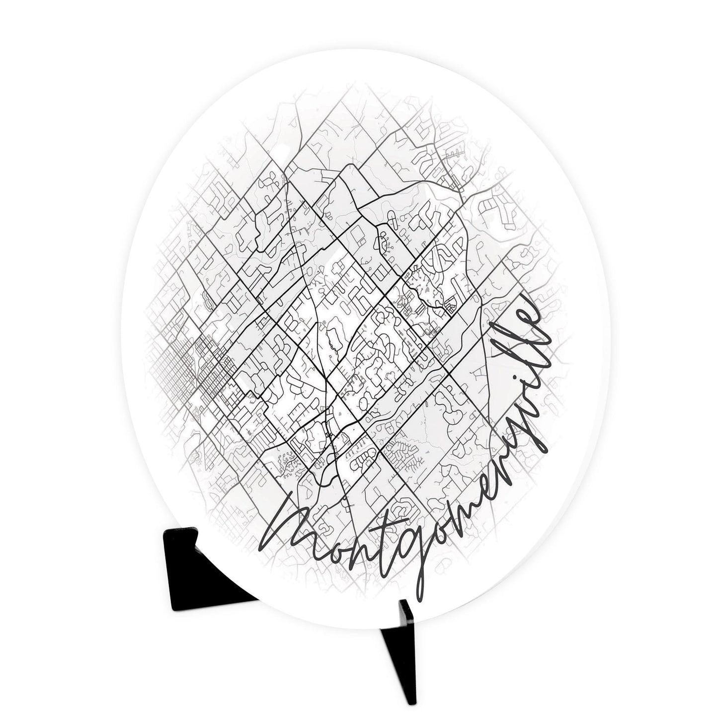 Minimalistic B&W Pennsylvania Montgomeryville Circle Map | Wood Sign | Eaches | Min 1