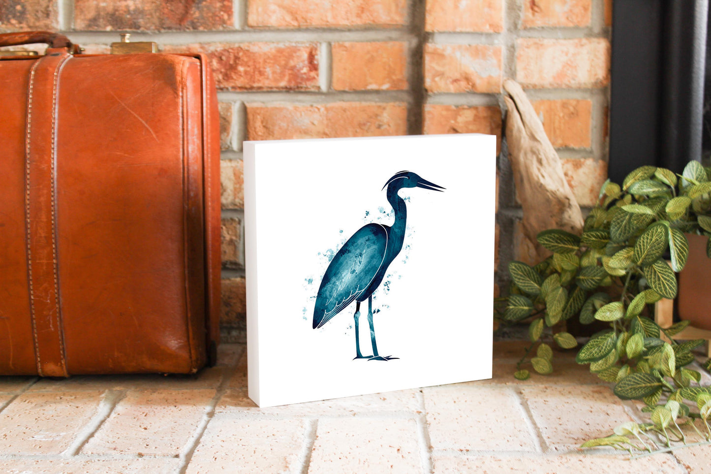 New England Water Color Heron | Wood Block | Eaches | Min 2