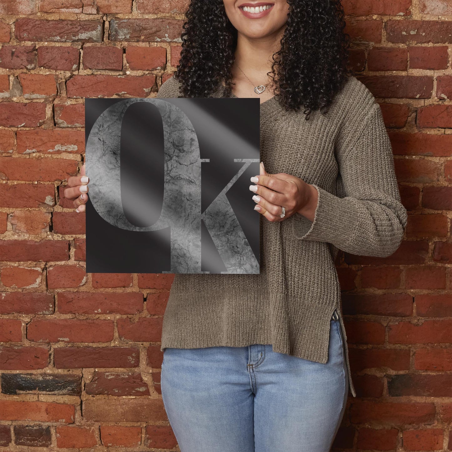 Modern Black Oklahoma Initials | Hi-Def Glass Art | Eaches | Min 1