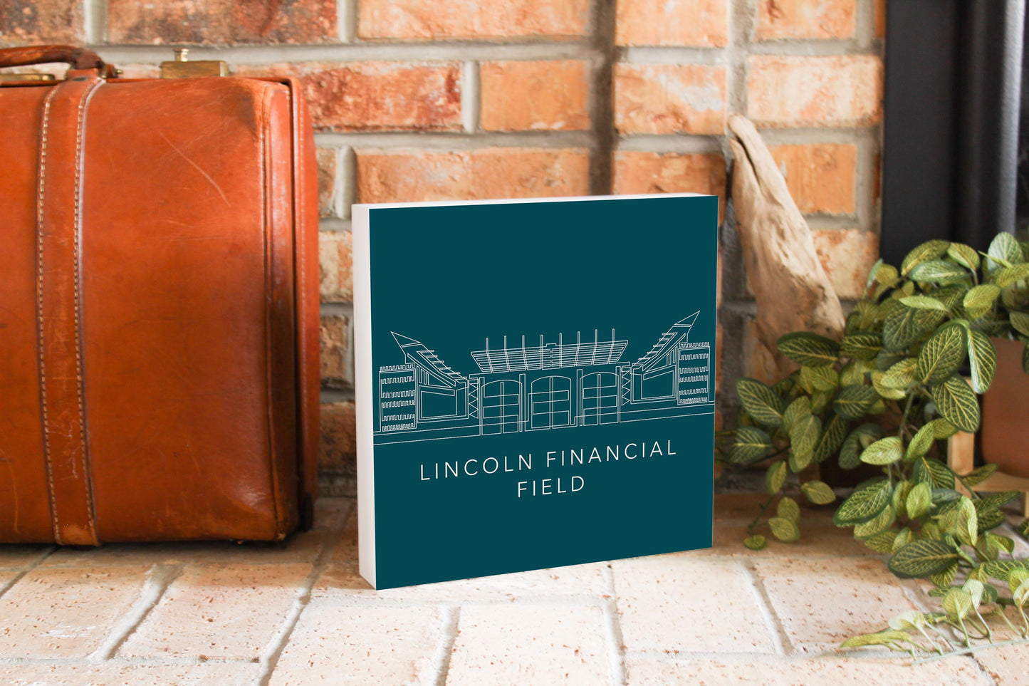 Modern Minimalist Pennsylvania Lincoln Field Line Drawing | Wood Block | Eaches | Min 2