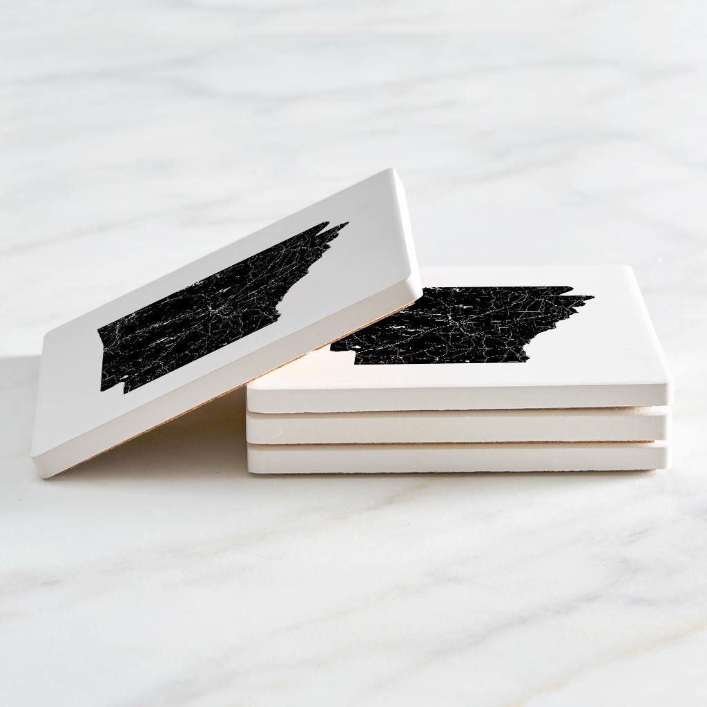 B&W Minimalist Arkansas Map | Absorbent Coasters | Set of 4 | Min 2