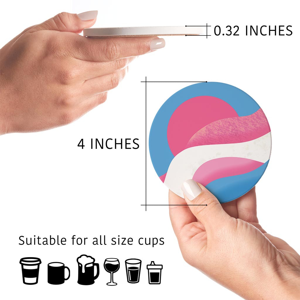 Transgender Pride Moon Waves| Absorbent Coasters | Set of 4 | Min 2
