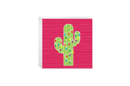 Bright Christmas Cactus | Wood Block | Eaches | Min 4