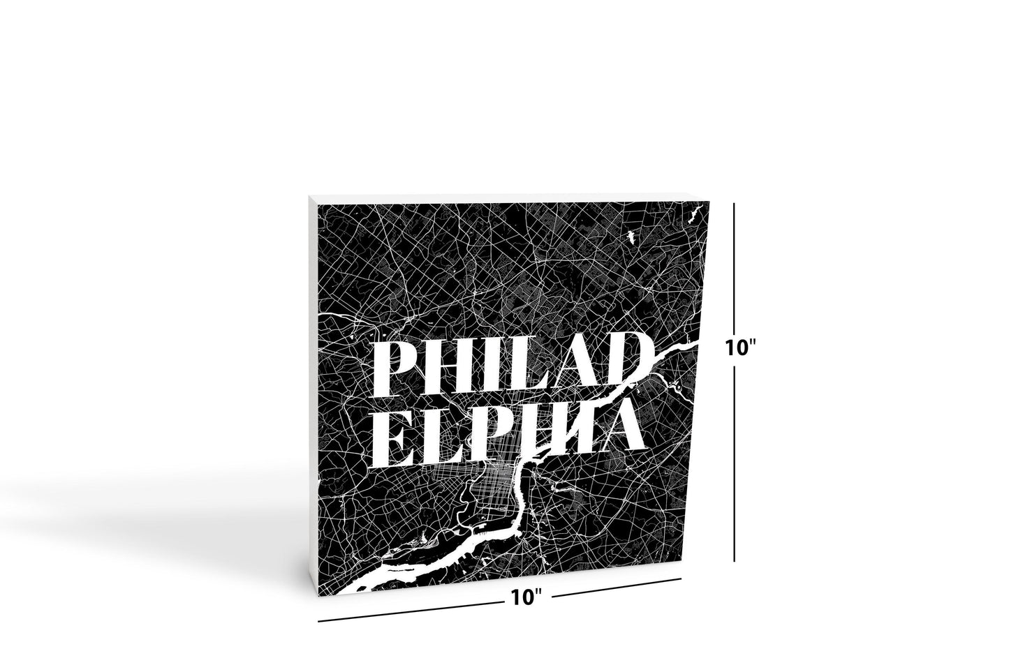 Minimalistic B&W Pennsylvania Philadelphia Map | Wood Block | Eaches | Min 2