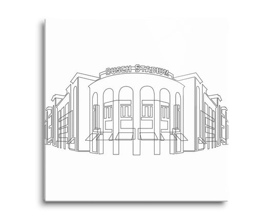 Minimalist B&W Missouri Busch Stadium Line Drawing | Hi-Def Glass Art | Eaches | Min 2